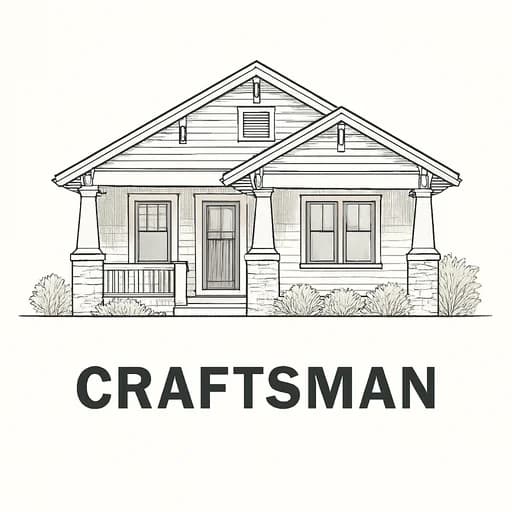 Craftsman style house with low-pitched roof, covered porch, and exposed woodwork