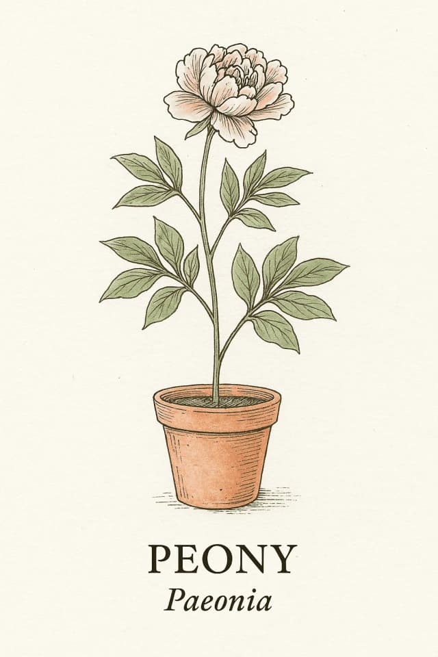 Peony flower with lush pink petals representing good fortune