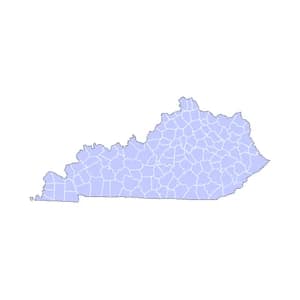 Kentucky county-level mortgage loan limits heatmap for 2026